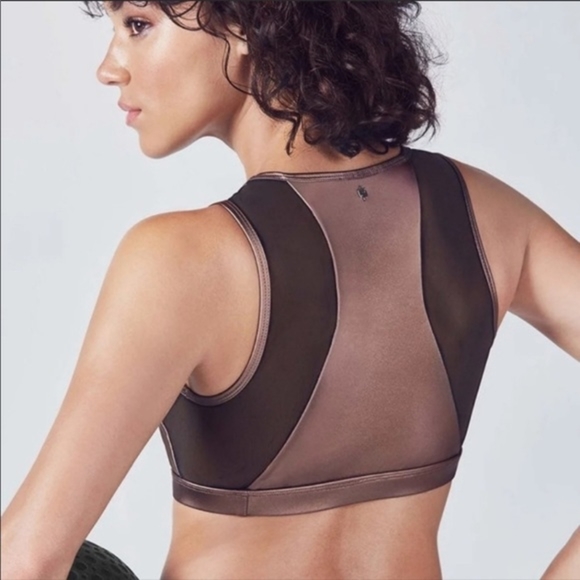 Fabletics Camryn Metallic Gold Sports Bra - Picture 2 of 6